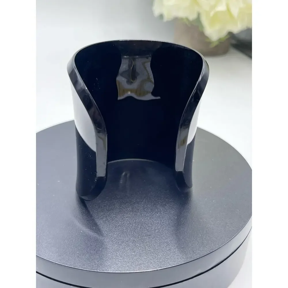 TORY BURCH Designer Acrylic Black Logo Luxury Bracelet‎ Cuff Monogram